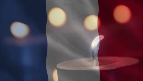 Französische-Flagge-Mit-Erlöschender-Kerze