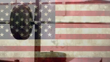 Amerikanische-Flagge-Und-Curlstange