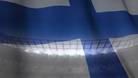 Finnische-Flagge-Mit-Fußballstadion