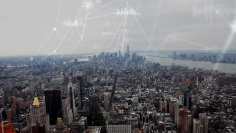 Aerial-view-of-city-with-moving-data-connections