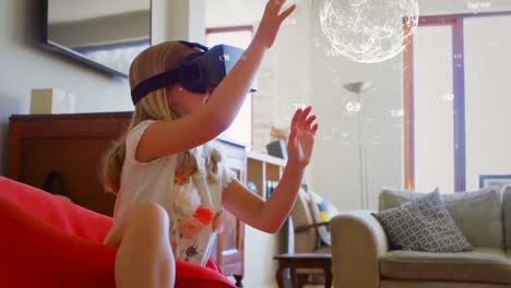Girl-use-3D-glasses-and-plays-with-a-connected-globe