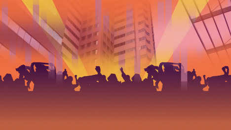 Schatten-Einer-Cartoon-Party-Mit-Einer-Stadt-Als-Hintergrund
