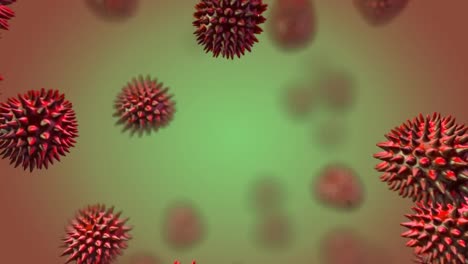 Red-microbes-moving-on-green-screen-