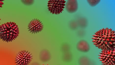 Animation-of-red-bacteria-in-multi-colour-background