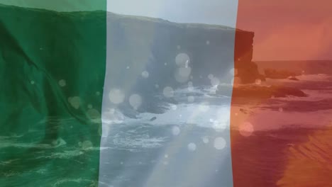 Composición-De-Acantilados-Con-Bandera-Irlandesa-En-Transparencia