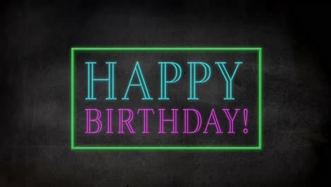 Animation-of-happy-birthday-sparkling-text-in-a-frame-4k