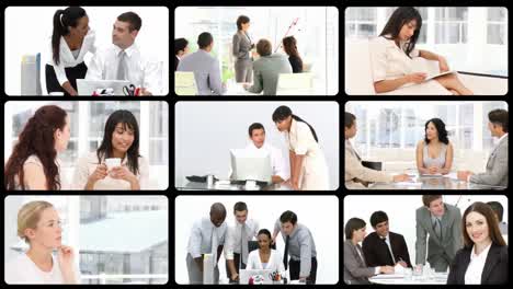 Montage-of-businesswomen-working-in-a-company
