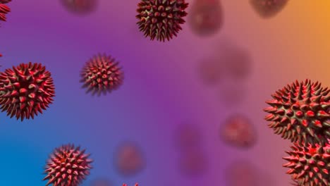 Animation-of-red-bacteria-on-colourful-background