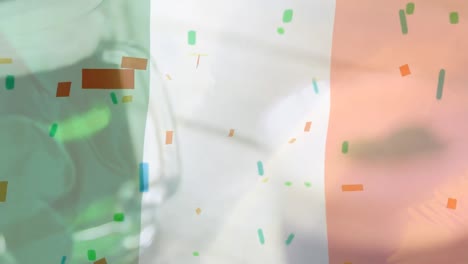 Irish-coffee-with-confetti-and-Irish-flag-waving-