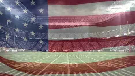 Bandera-Americana-Ondeando-En-Un-Fondo-De-Estadio-Lleno