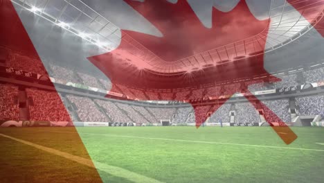 Composición-Del-Estadio-De-Rugby-Con-Bandera-De-Canadá-En-Transparencia.