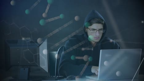 Hacker-Usando-Computadora-En-Una-Habitación-Oscura