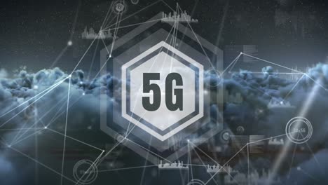 5G-surrounded-by-hexagon-on-grey-background-4k