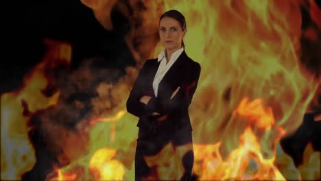 Serious-woman-with-fire-animation