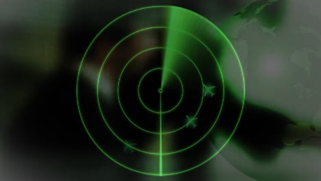 Green-colored-radar-detecting-airplanes