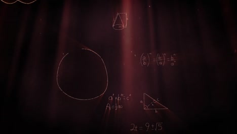Apparition-of-mathematical-symbols-in-red-background-