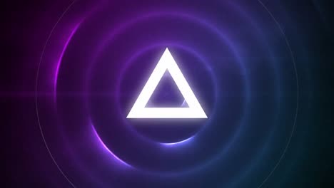 Sparkling-triangle-with-circle-on-purple-background-with-light-effects