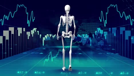 Esqueleto-Humano-Caminando-Rodeado-De-Datos-Financieros