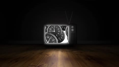Fernsehbildschirm-Mit-Uhren