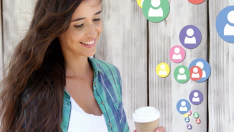 Woman-checking-on-her-social-media-account-while-drinking-coffee-4k