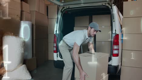 Deliveryman-loading-packages-in-a-delivery-van