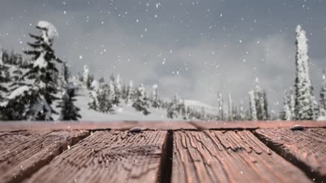 Wooden-plank-with-digital-snow