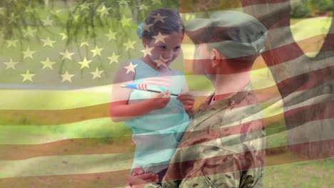 Amerikanischer-Soldat-Hält-Seine-Tochter
