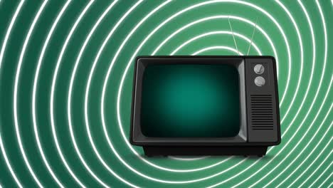 Television-on-spiralling-background