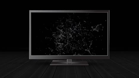 Flat-screen-television-with-connected-dots-and-lines