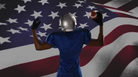 Football-player-and-an-American-flag