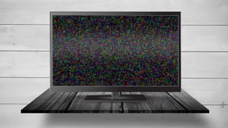 Flat-screen-TV-with-a-blank-screen-and-pixel-noise