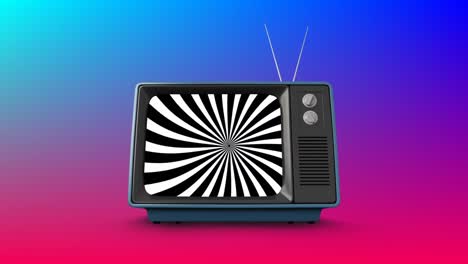 Television-with-spinning-stripes-on-its-screen