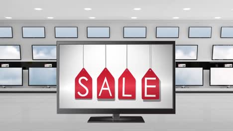 Flat-screen-television-with-sale-tag