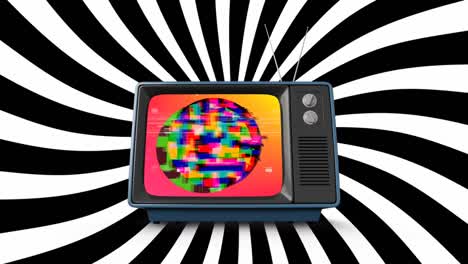 Old-television-with-colorful-static