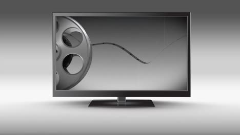 Flat-screen-television-with-film-roll