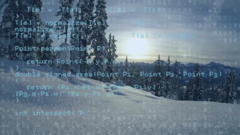 Program-codes-and-snowy-mountain