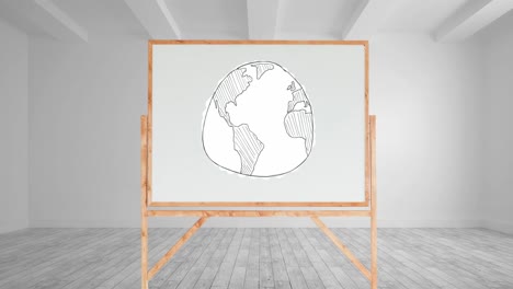 Drawing-of-a-globe-in-a-white-board