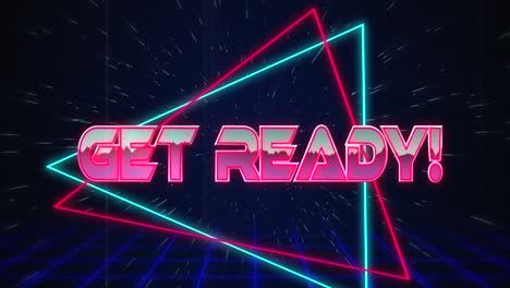 Retro-Get-Ready-text-glitching-over-blue-and-red-triangles-on-white-hyperspace-effect