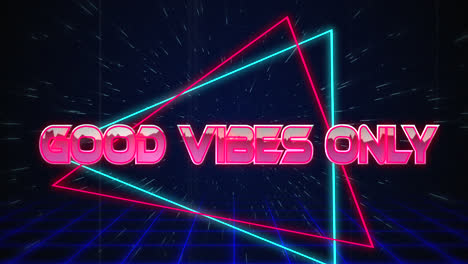 Retro-Good-Vibes-Only-text-glitching-over-blue-and-red-triangles-on-white-hyperspace-effect