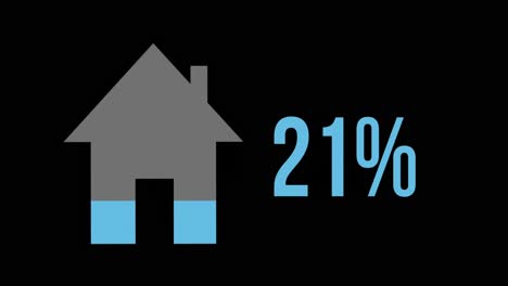 Una-Casa-Azul-Con-Porcentaje-Creciente-Del-0%-Al-100%