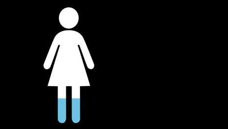 Blue-woman-icon-with-increasing-percentage-from-0%-to-100%