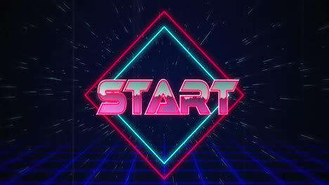 Retro-Start-text-glitching-over-blue-and-red-squares-4k
