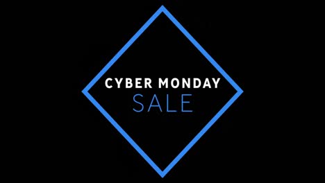 White-and-blue-Cyber-Monday-Sale-text-appearing-against-a-black-screen