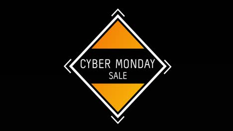 White-and-orange-Cyber-Monday-Sale-text-appearing-against-black-screen-4k