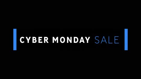 White-and-blue-Cyber-Monday-Sale-text-appearing-against-a-black-screen