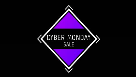 White-and-purple-Cyber-Monday-Sale-text-appearing-against-a-black-screen