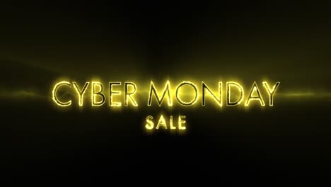 Neon-yellow-Cyber-Monday-sale-text-appearing-against-a-black-screen-4k