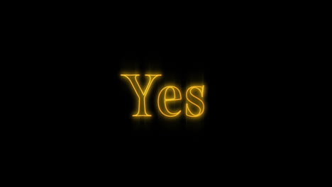 Word-yes-appearing-in-orange-and-flashing-neon-lights-4k