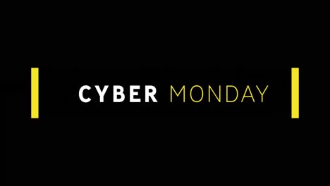 White-and-yellow-Cyber-Monday-text-appearing-against-black-screen-4k