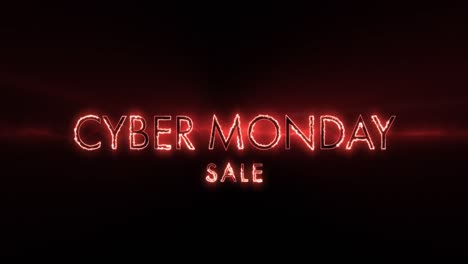 Neon-orange-Cyber-Monday-sale-text-appearing-against-a-black-screen-4k